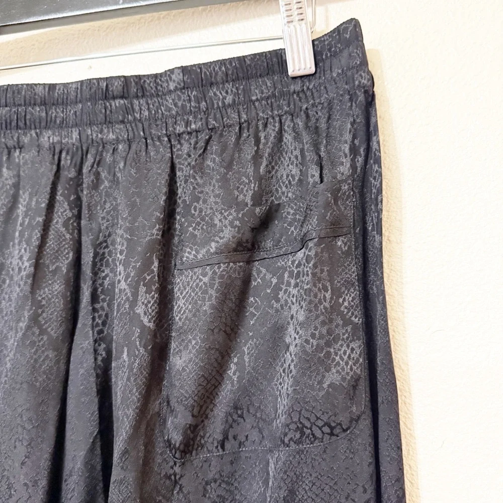 NWT The Kooples Jacquard Satin Snakeskin Black Drawstring Elastic Waist Pants